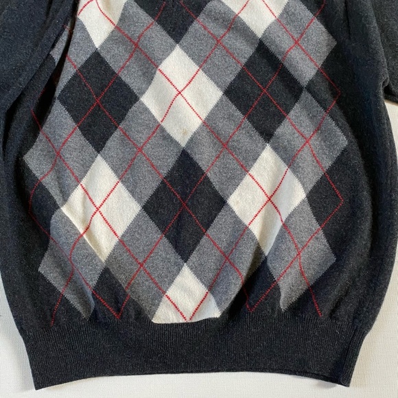 HATHAWAY PLATINUM MEN’S 100% CASHMERE PULLOVER SWEATER ARGYLE V-NECK SIZE L - Picture 12 of 16